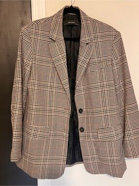 Zara Tan Plaid Houndstooth Blazer - Size Small